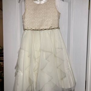 Elegant Cream Sleeveless Kids Dress